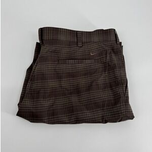 Nike Golf Mens Brown Plaid Performance Pants 38x32 Stretch Checkered Trousers